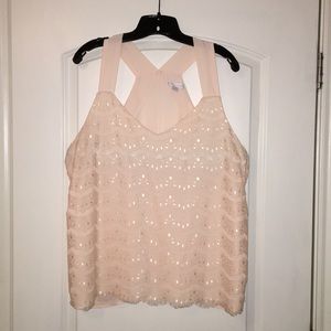 Peach Lace Racerback Blouse